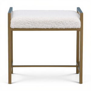 Metal Ayaklı Beyaz Teddy Puf - TepeHome (1)