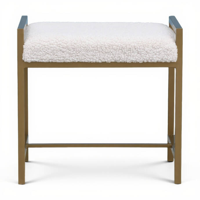 Metal Ayaklı Beyaz Teddy Puf - 2