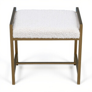 Metal Ayaklı Beyaz Teddy Puf - 3