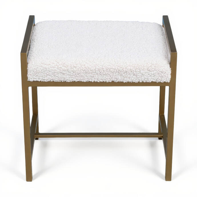 Metal Ayaklı Beyaz Teddy Puf - 3