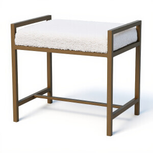 Metal Ayaklı Beyaz Teddy Puf - 4