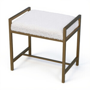 Metal Ayaklı Beyaz Teddy Puf - 5