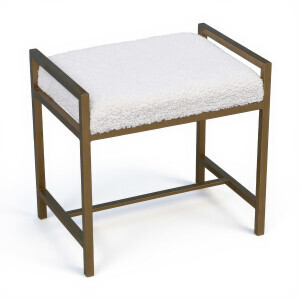 Metal Ayaklı Beyaz Teddy Puf - 6