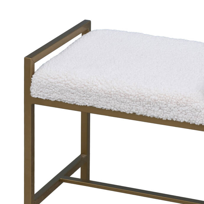 Metal Ayaklı Beyaz Teddy Puf - 7