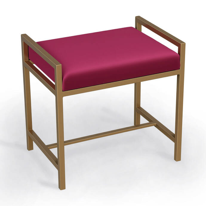 Metal Ayaklı Fuşya Puf - 5