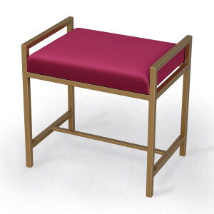 Metal Ayaklı Fuşya Puf - 6