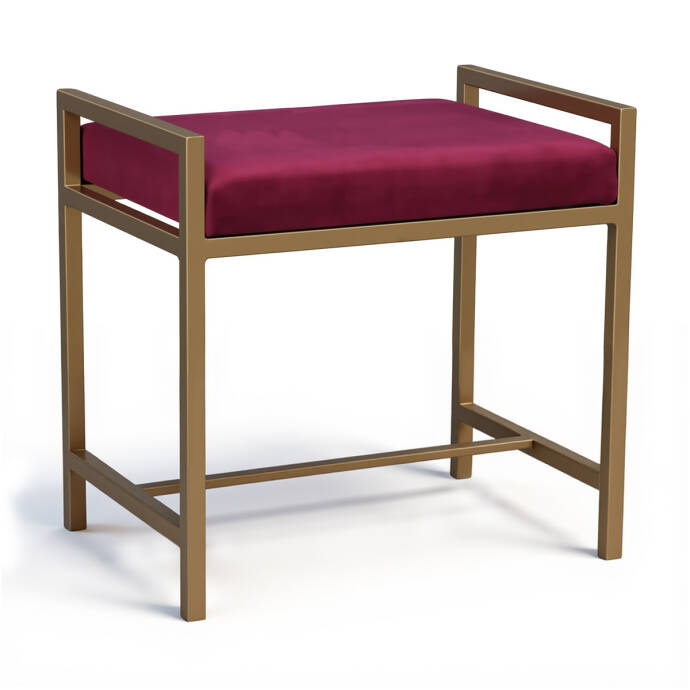 Metal Ayaklı Fuşya Puf - 1