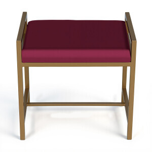 Metal Ayaklı Fuşya Puf - 4