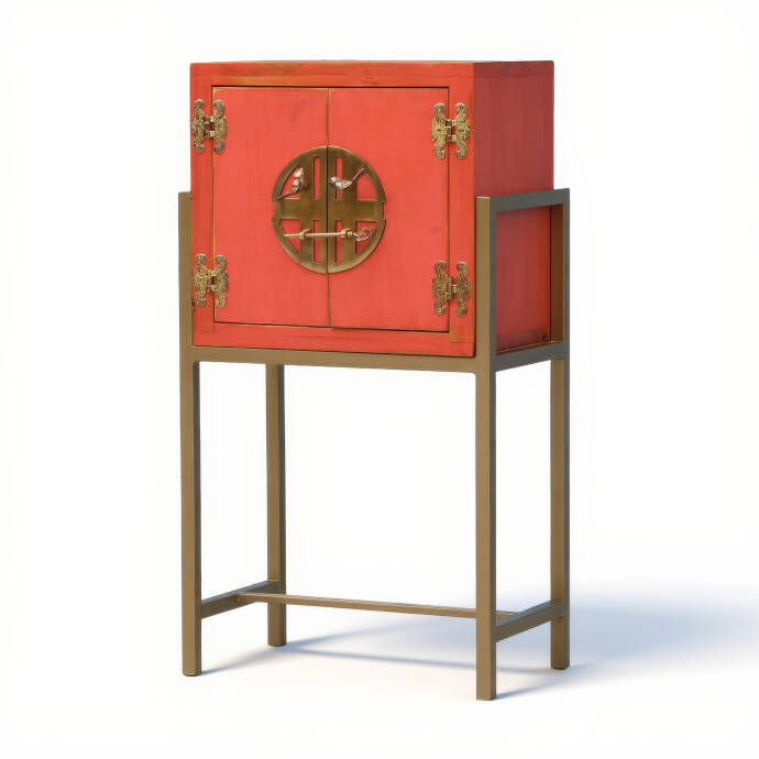 Metal Ayaklı Mini Turuncu Eskitme Dresu - 3