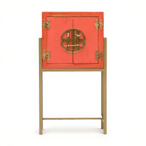 Metal Ayaklı Mini Turuncu Eskitme Dresu - TepeHome