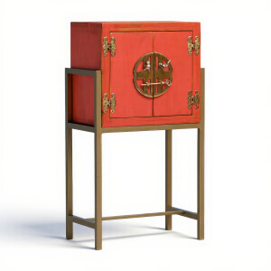 Metal Ayaklı Mini Turuncu Eskitme Dresu - TepeHome (1)