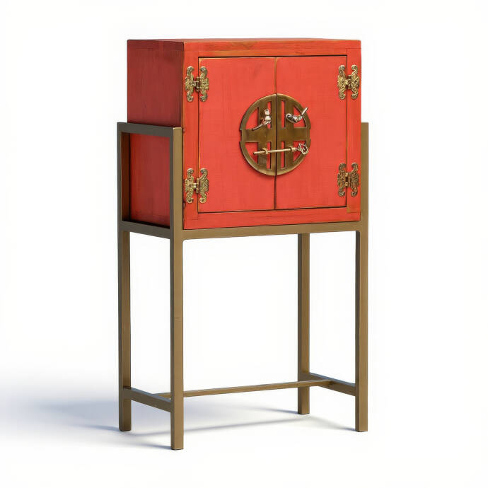 Metal Ayaklı Mini Turuncu Eskitme Dresu - 2