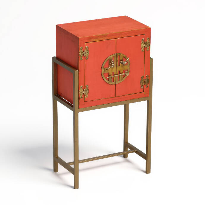 Metal Ayaklı Mini Turuncu Eskitme Dresu - 7