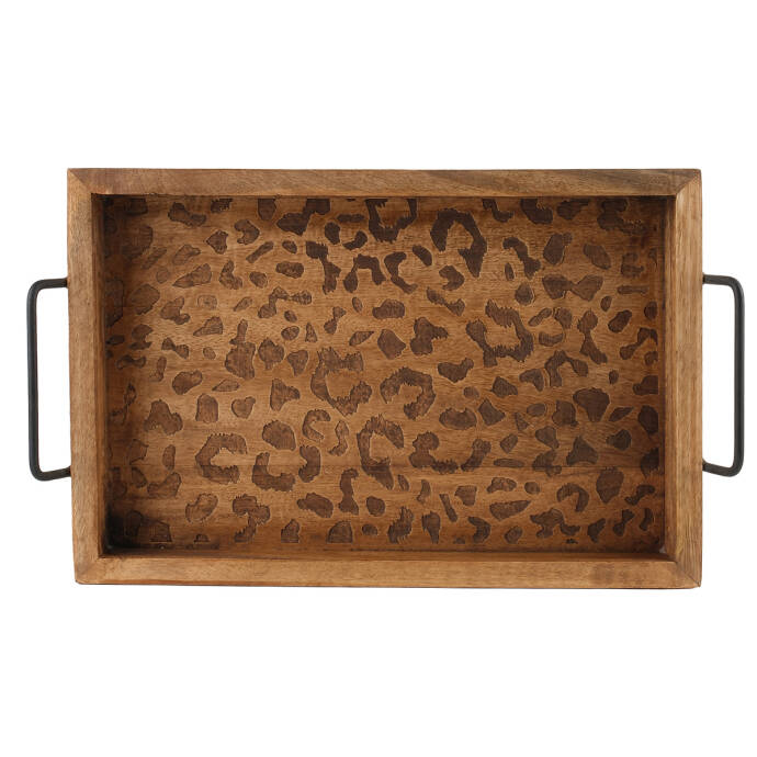 Natural Leopar Desenli Tepsi Küçük - 1