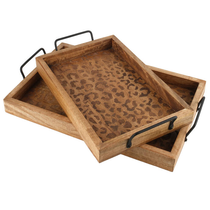 Natural Leopar Desenli Tepsi Küçük - 3
