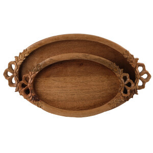 Natural Oval Oymalı Tepsi Büyük - 3