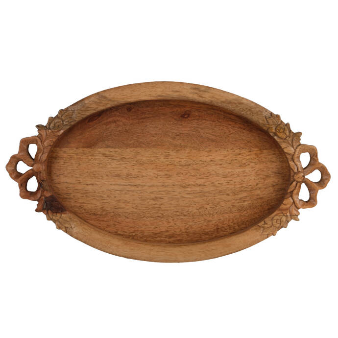 Natural Oval Oymalı Tepsi Büyük - 1