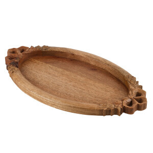 Natural Oval Oymalı Tepsi Küçük - 3