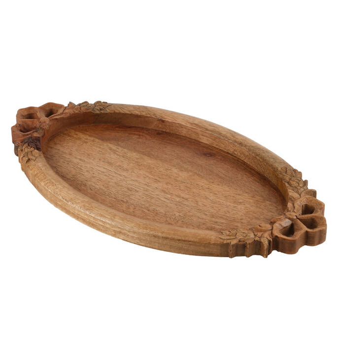 Natural Oval Oymalı Tepsi Küçük - 3