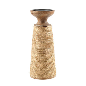 Natural Rattan Detaylı Büyük Şamdan - TepeHome
