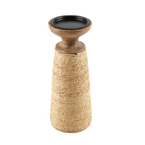 Natural Rattan Detaylı Büyük Şamdan - TepeHome (1)