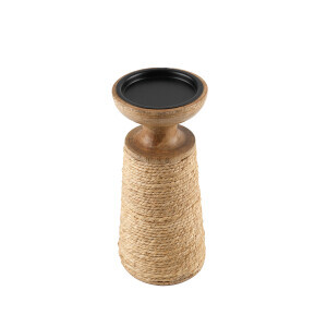 Natural Rattan Detaylı Küçük Şamdan - TepeHome (1)