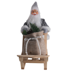 Noel Baba İtme Kızağı Çantalı Gri 32Cm - 4