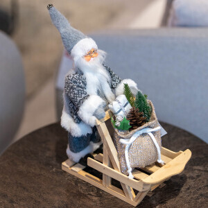 Noel Baba İtme Kızağı Çantalı Gri 32Cm - 5