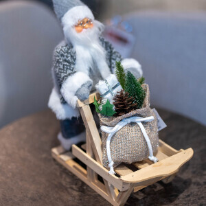 Noel Baba İtme Kızağı Çantalı Gri 32Cm - TepeHome (1)