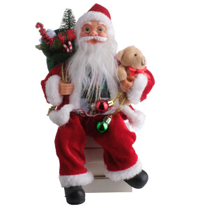 Noel Baba Oturan Hediye Çantalı 30Cm - 3