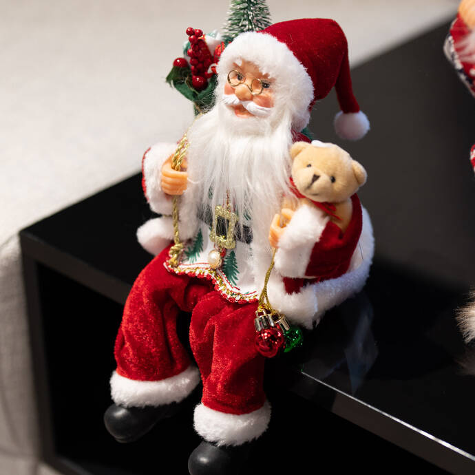 Noel Baba Oturan Hediye Çantalı 30Cm - 2