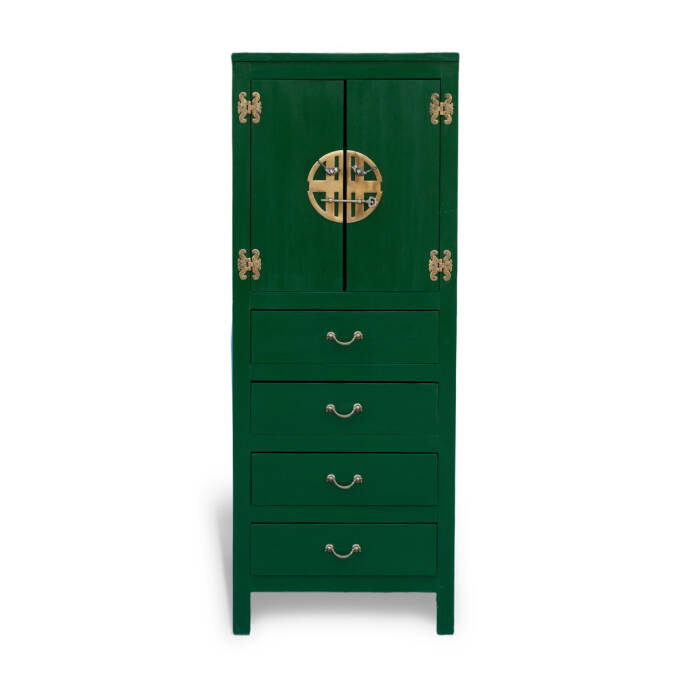 Özel Tasarım Masif Ahşap Yeşil Dolap - 2