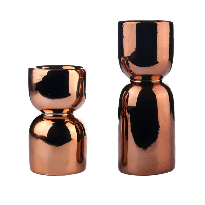 Parlak Bronz Metal Dekoratif Mumluk 16Cm - 3