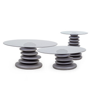 Pebble Orta Sehpa Metalik Gri-Füme Cam B - 3