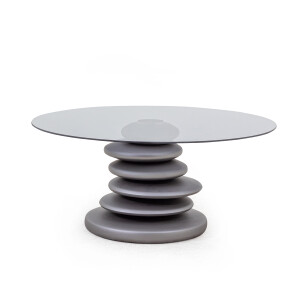 Pebble Orta Sehpa Metalik Gri-Füme Cam B - TepeHome