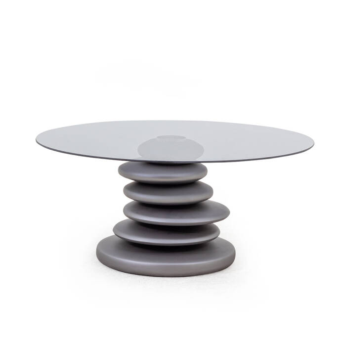 Pebble Orta Sehpa Metalik Gri-Füme Cam B - 1
