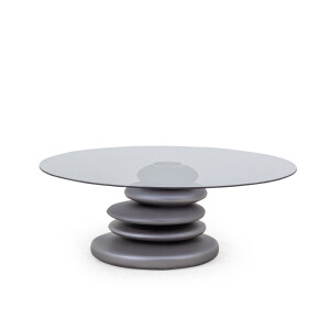 Pebble Orta Sehpa Metalık Gri-Füme Cam-K - TepeHome
