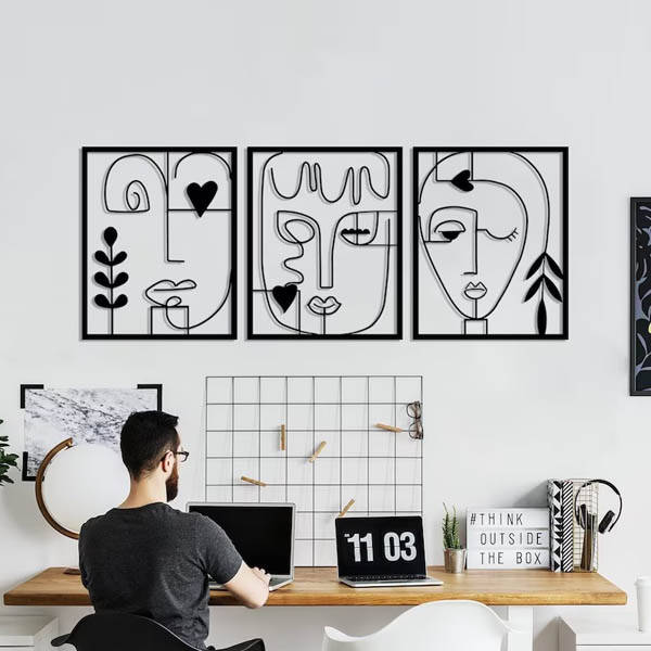 Picasso Stili 3 Lü Set Duvar Dekoru - 4