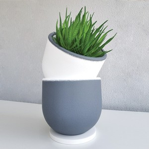 Ribbonİkili Dekoratif Beton Saksı Seti - 4