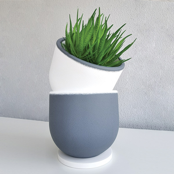 Ribbonİkili Dekoratif Beton Saksı Seti - 4