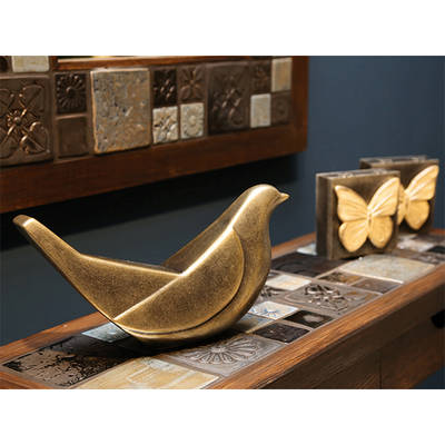 Seramik Origami Kuş Küçük Antik Gold - 4