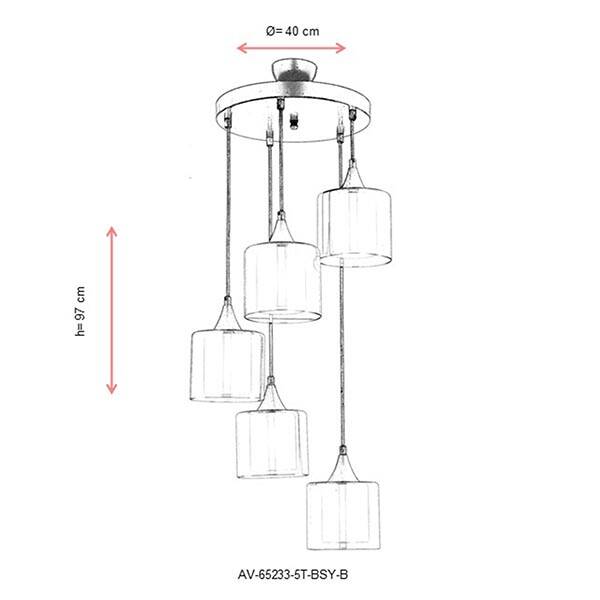Av-65233-5T-Bsy-B Siyah Modern Avize - 1