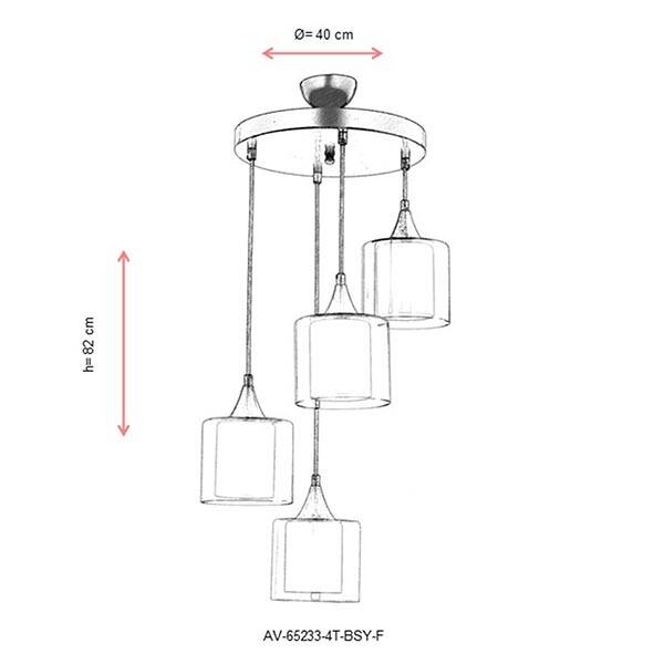 Av-65233-4T-Bsy-F Siyah Modern Avize - 1