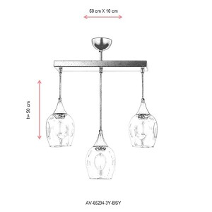 Av-65234-3Y-Bsy Siyah Modern Avize 60X10 - TepeHome (1)