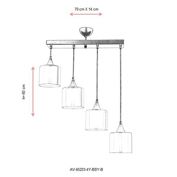 Av-65233-4Y-Bsy-B Siyah Modern Avize - 2