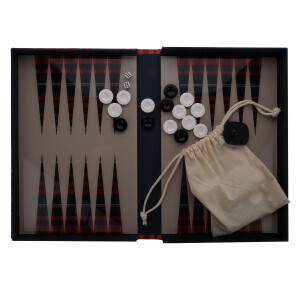 Tavla Takımı Kırmızı Lacivert Kareli - TepeHome