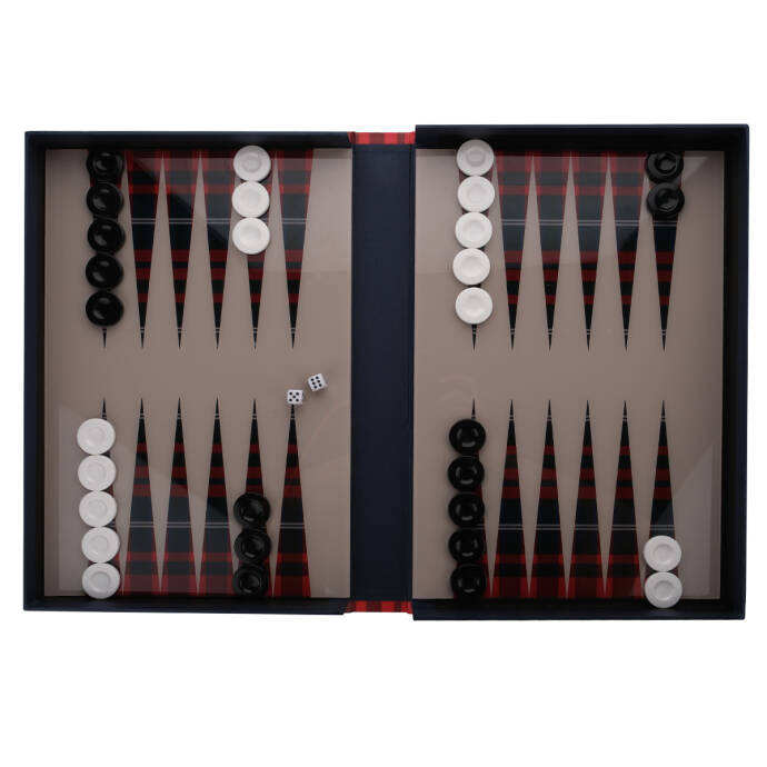 Tavla Takımı Kırmızı Lacivert Kareli - 2
