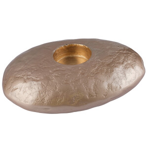 Tealight Çakıl Tutucu Bej Antik Gold-L - TepeHome