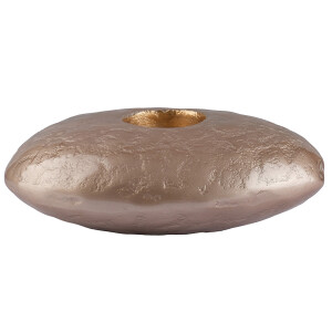 Tealight Çakıl Tutucu Bej Antik Gold-L - TepeHome (1)