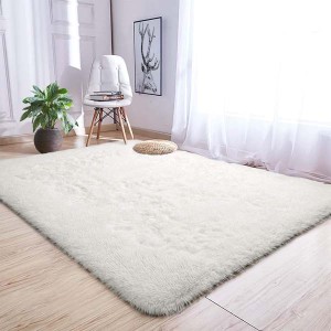 Tüy Dökmez Tavşan Tüyü Post Halı Krem 16 - 5